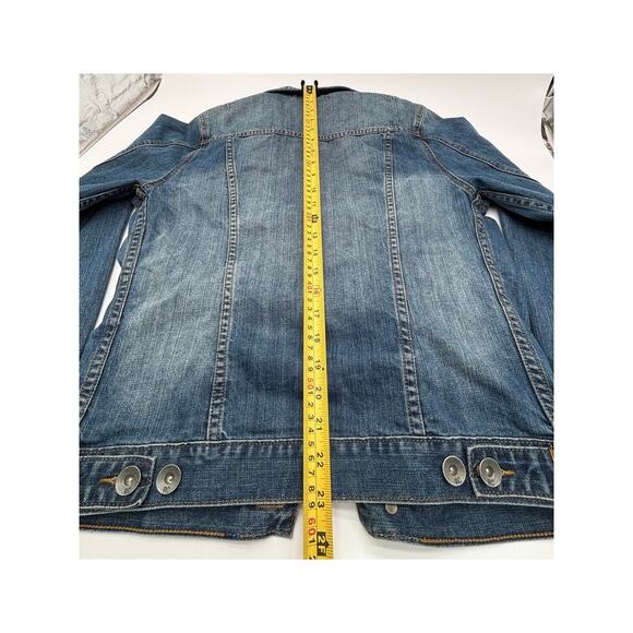 Red Camel Men's Distressed Denim Trucker Jacket - Size M - Faded Jean Jacket - Picture 8 of 11